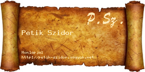 Petik Szidor névjegykártya